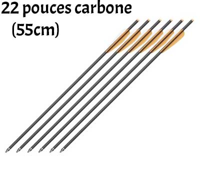 Flèches 22 pouces carbone pour arbalète